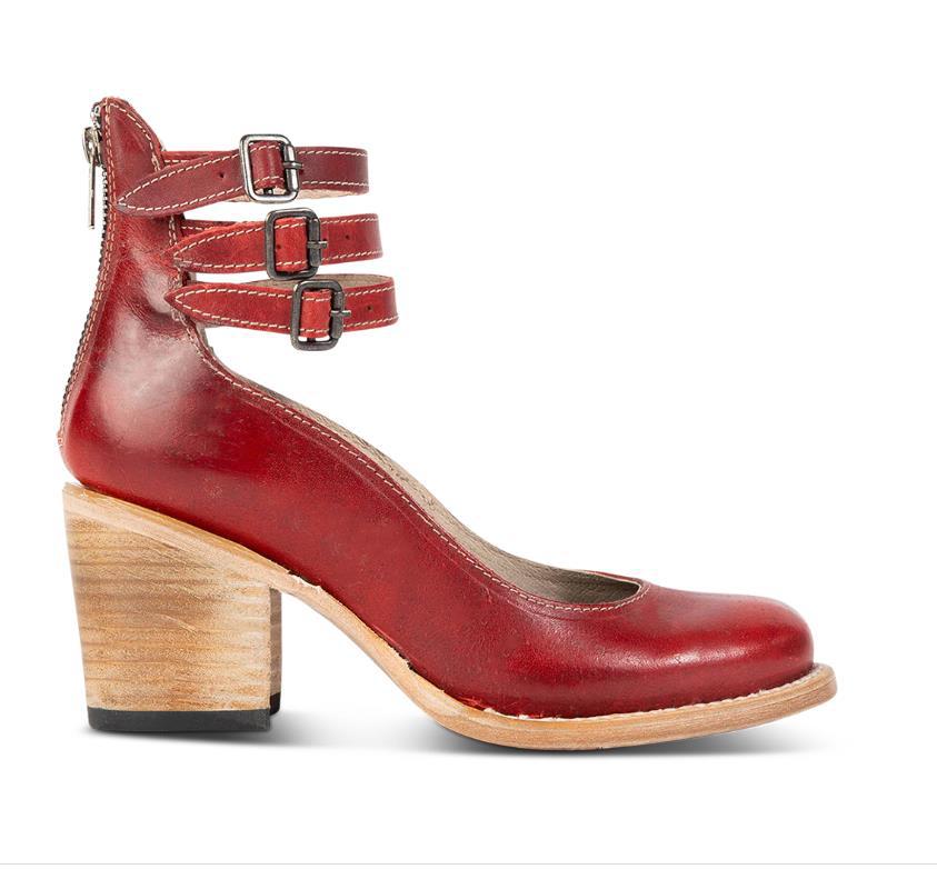 Zipper Chunky Heel High Heel Square Heel Low-Cut Buckle Shoes.