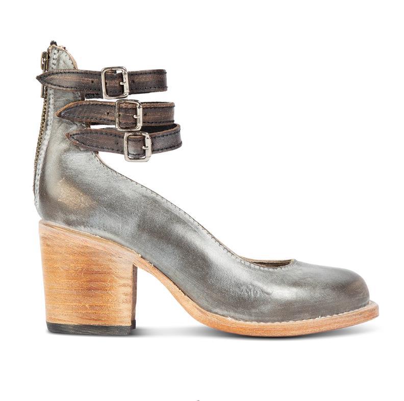 Zipper Chunky Heel High Heel Square Heel Low-Cut Buckle Shoes.