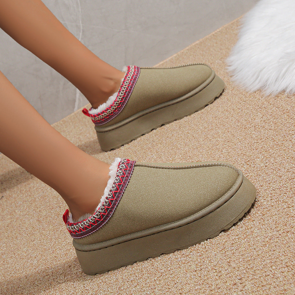 New style velvet warm thick-soled toe-toe furry cotton shoes