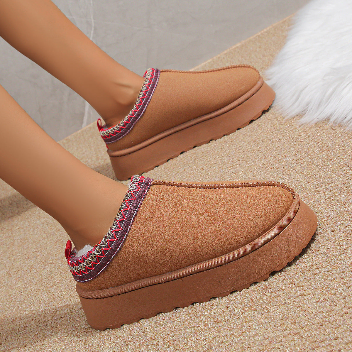 New style velvet warm thick-soled toe-toe furry cotton shoes