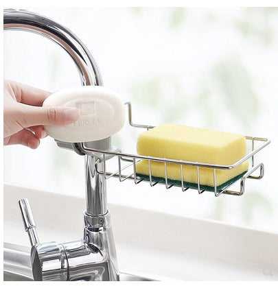 Creative kitchen stainless steel faucet shelf sponge dish cloth finishing rack drain rack sink rag storage rack