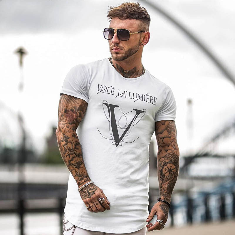 European and American fashion fitness running short-sleeved round neck t-shirt