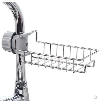 Creative kitchen stainless steel faucet shelf sponge dish cloth finishing rack drain rack sink rag storage rack