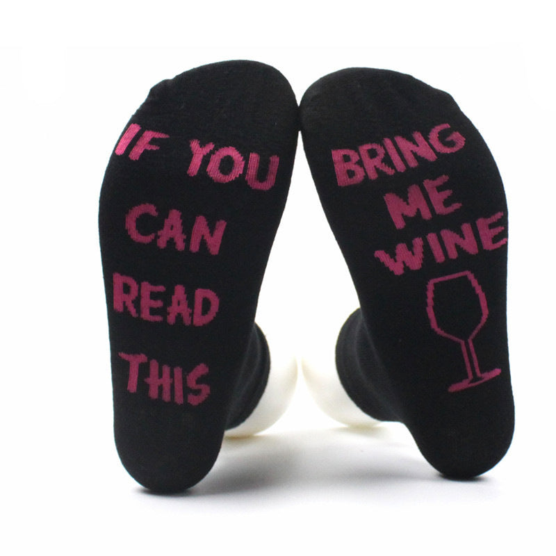 1 Pair Funny Couple Socks Letter Print Stylish Wine Sock If You can read this Bring Me a Glass of Wine Men Women Valentine Sock