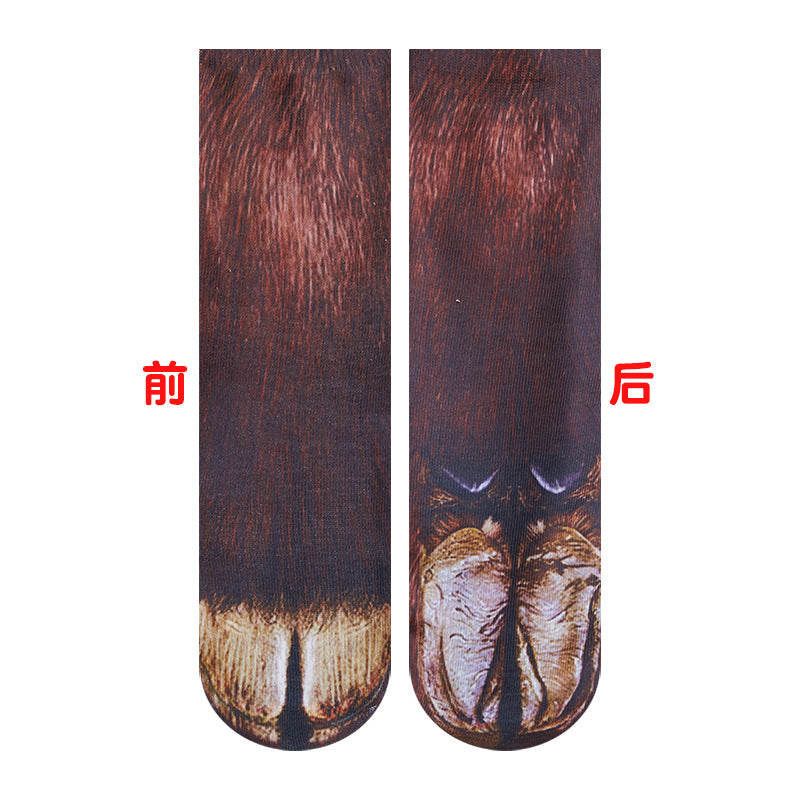 3d print animal foot hoof socks adult claw digital simulation socks Unisex Adult Animal print socks