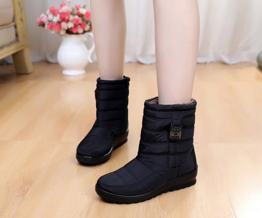 Waterproof snow boots women plus velvet shoes non-slip cotton shoes women warm and thick snow shoes short boots