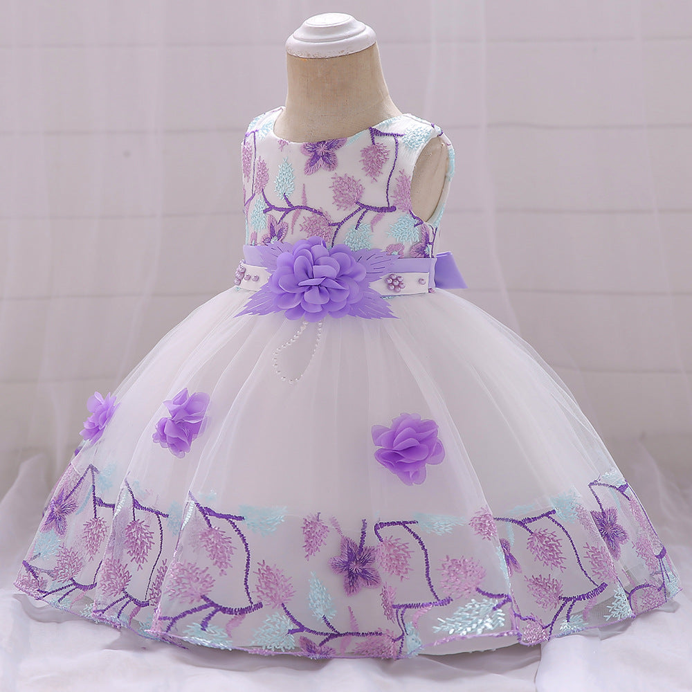 Baby lace color matching flower princess dress wedding tutu skirt