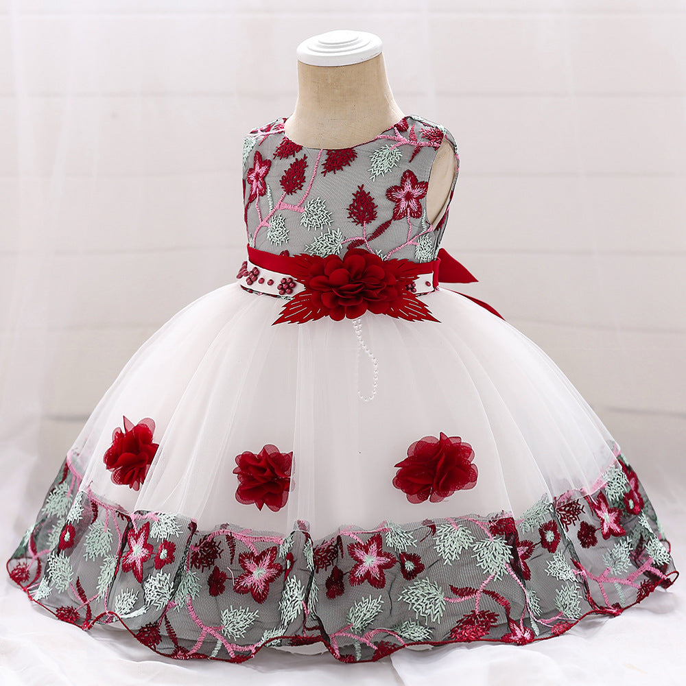 Baby lace color matching flower princess dress wedding tutu skirt