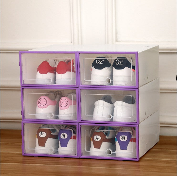 PP plastic flip-type thick transparent lady dustproof shoebox shoe cabinet storage finishing box