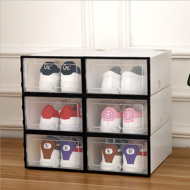 PP plastic flip-type thick transparent lady dustproof shoebox shoe cabinet storage finishing box