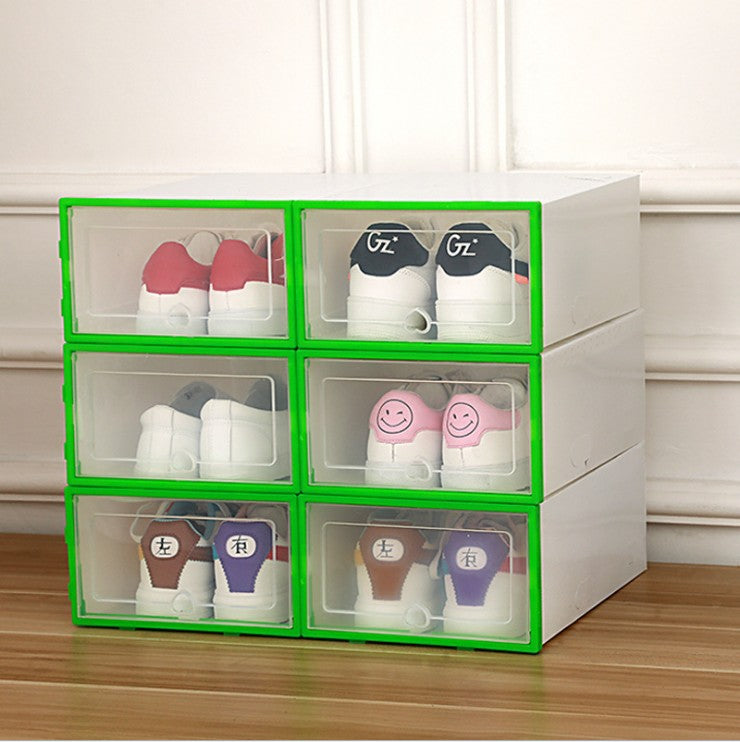 PP plastic flip-type thick transparent lady dustproof shoebox shoe cabinet storage finishing box