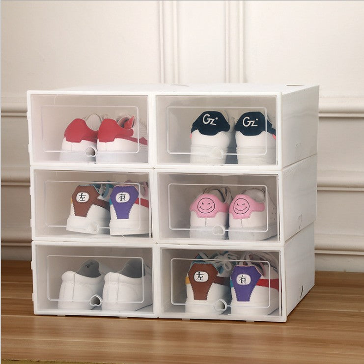 PP plastic flip-type thick transparent lady dustproof shoebox shoe cabinet storage finishing box