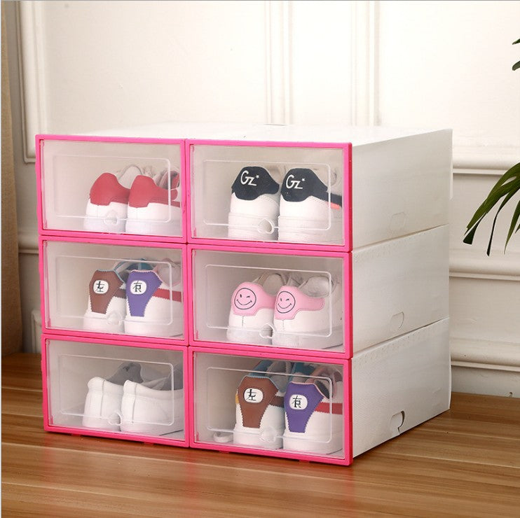 PP plastic flip-type thick transparent lady dustproof shoebox shoe cabinet storage finishing box