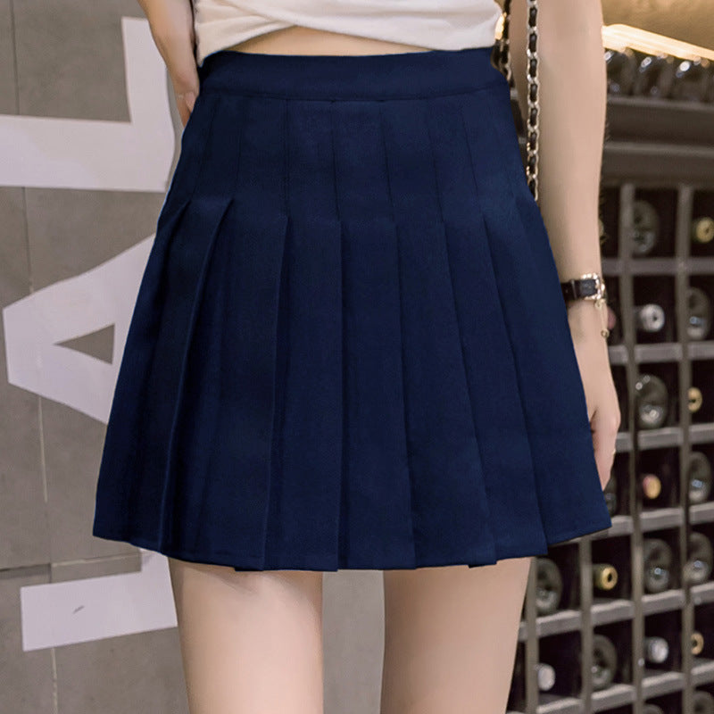 Half-length skirt, high-waisted short skirt, anti-glare Korean A-type skirt, zipper waist, pleated skirt skirt