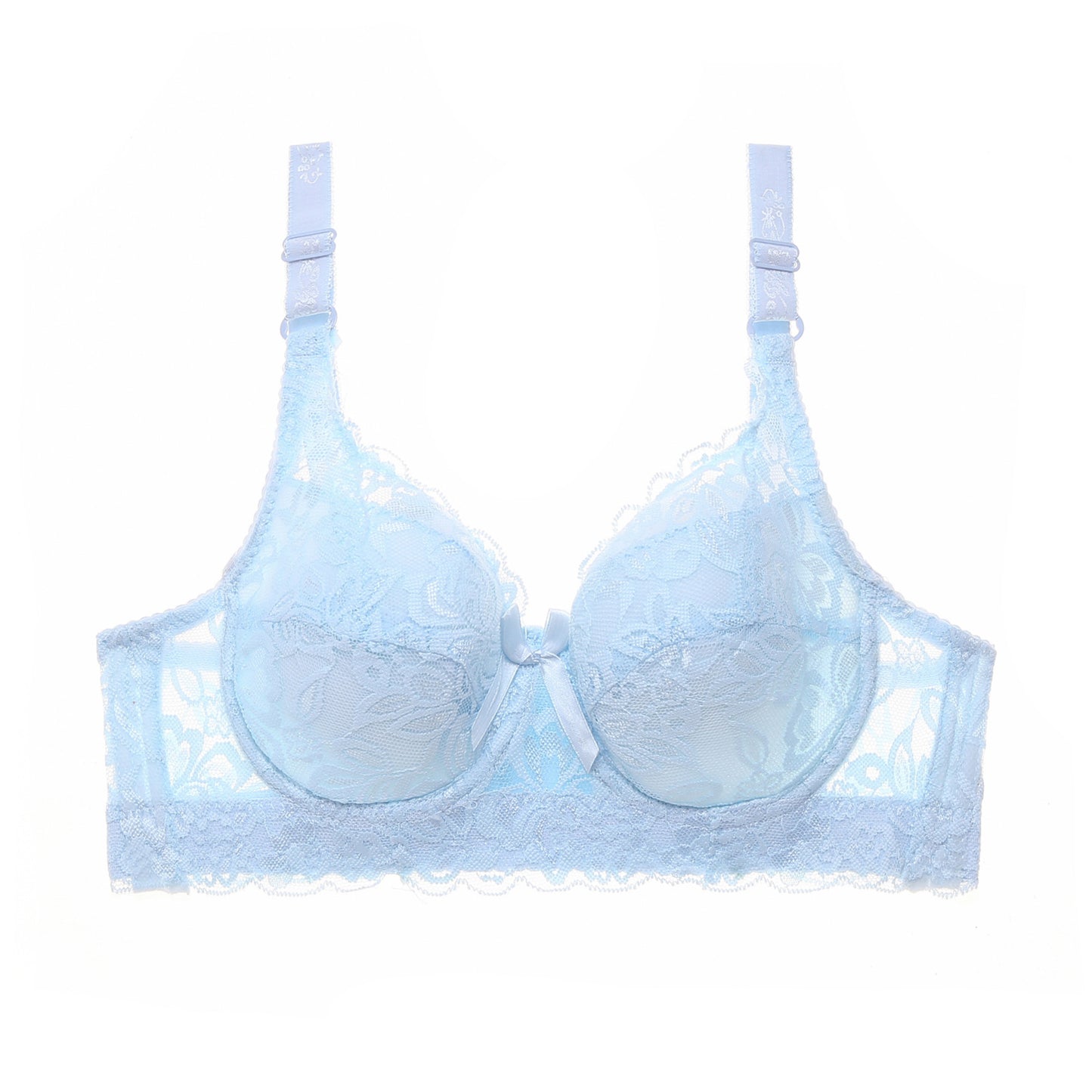 Popular thin cotton cup large size breast adjustment bra lace gathered steel ring sexy ladies underwear