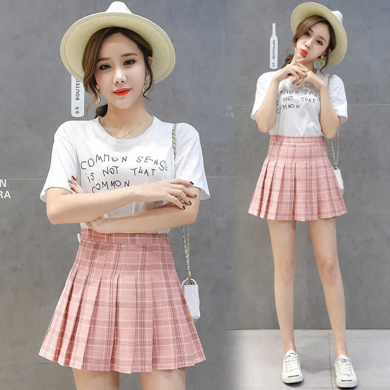 Half-length skirt, high-waisted short skirt, anti-glare Korean A-type skirt, zipper waist, pleated skirt skirt