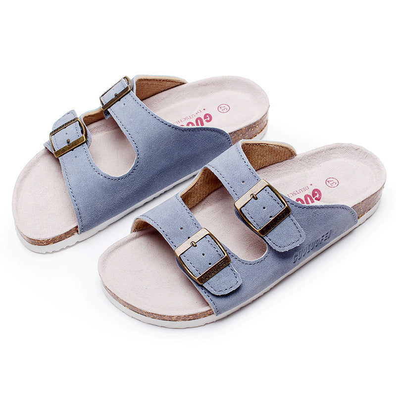 Cork female slippers  fashion wild new non-slip outer wear couple flop vacation beach male's shoes