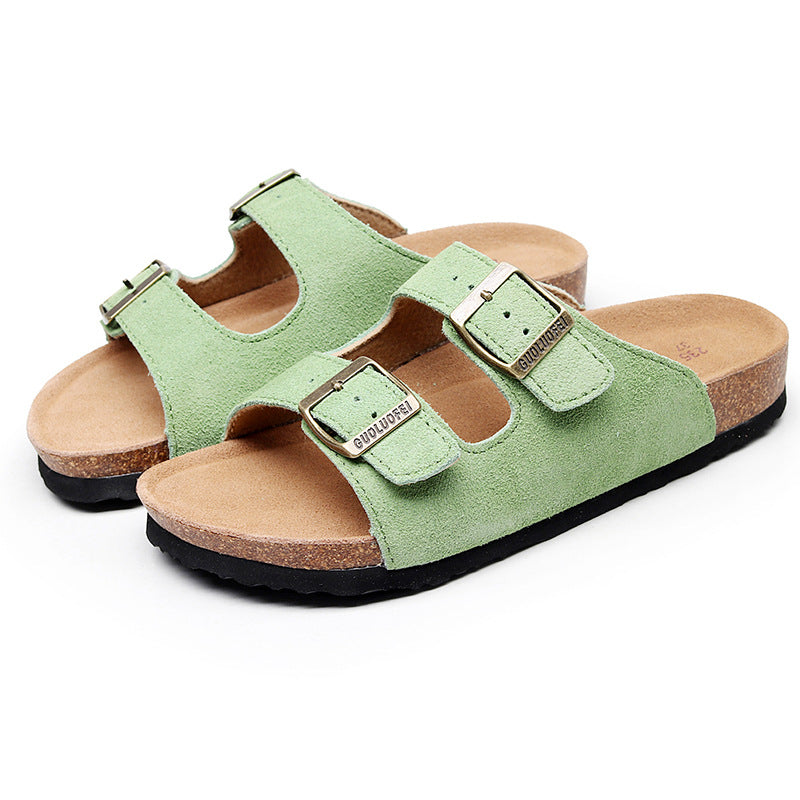 Cork female slippers  fashion wild new non-slip outer wear couple flop vacation beach male's shoes