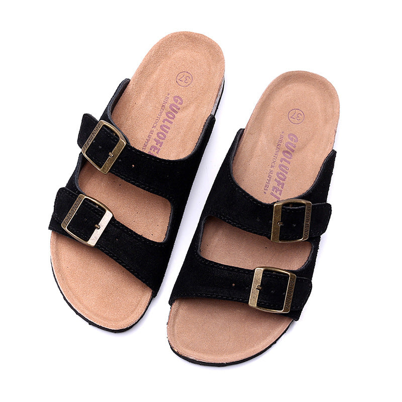 Cork female slippers  fashion wild new non-slip outer wear couple flop vacation beach male's shoes