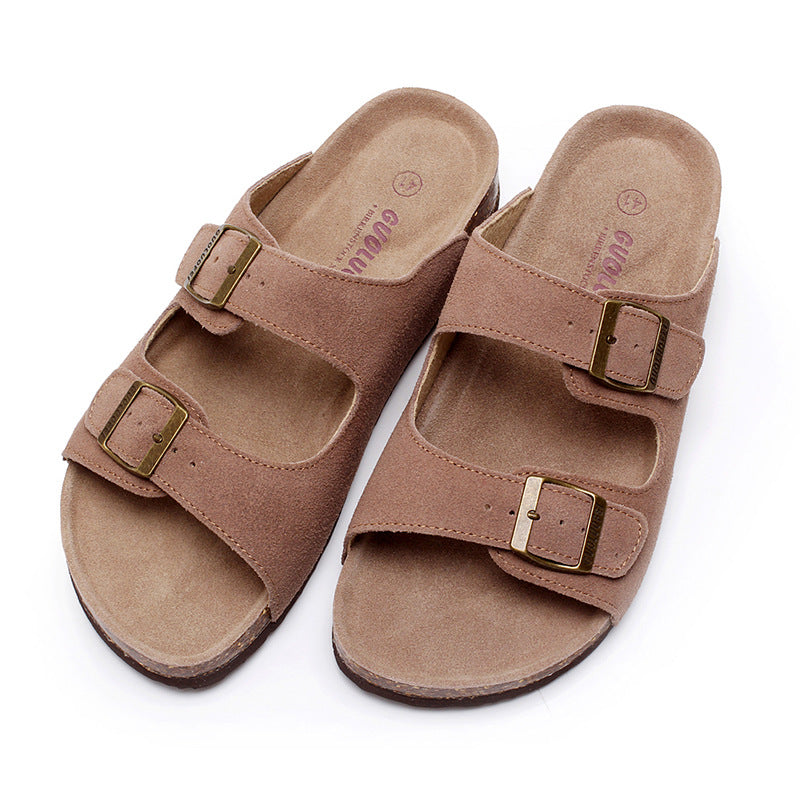 Cork female slippers  fashion wild new non-slip outer wear couple flop vacation beach male's shoes