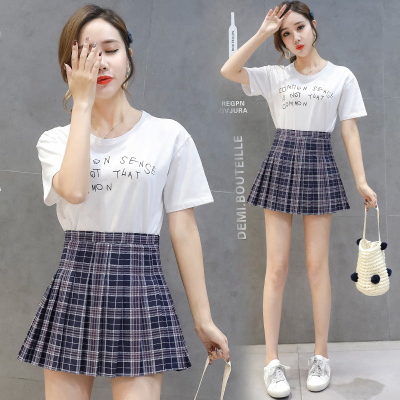 Half-length skirt, high-waisted short skirt, anti-glare Korean A-type skirt, zipper waist, pleated skirt skirt