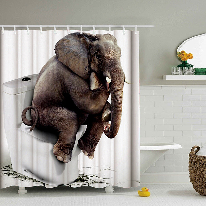 3D digital printing waterproof shower curtain water spray elephant waterproof green bathroom curtain bathroom shower curtain