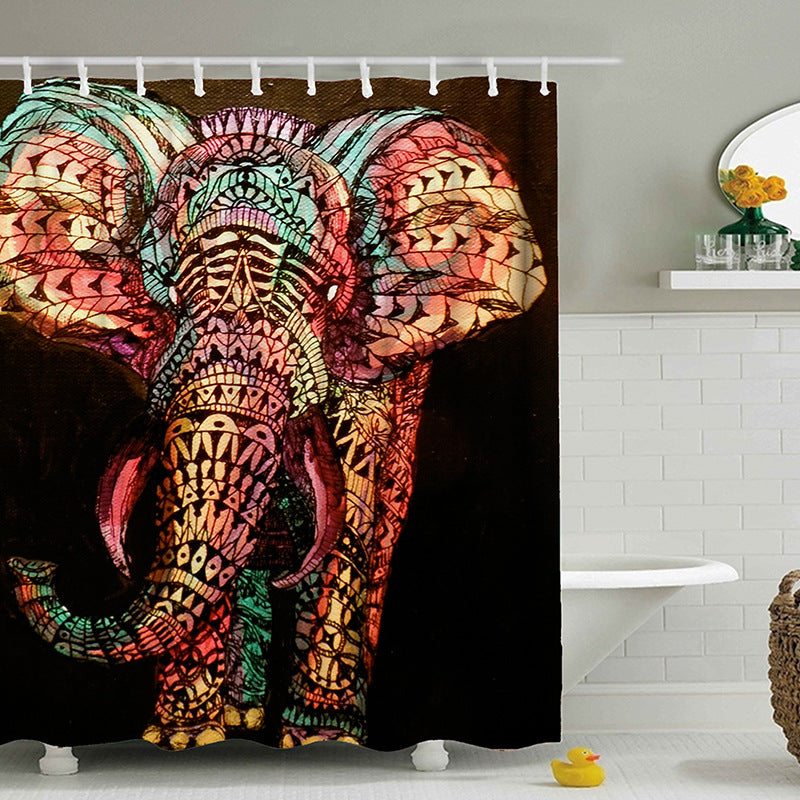 3D digital printing waterproof shower curtain water spray elephant waterproof green bathroom curtain bathroom shower curtain