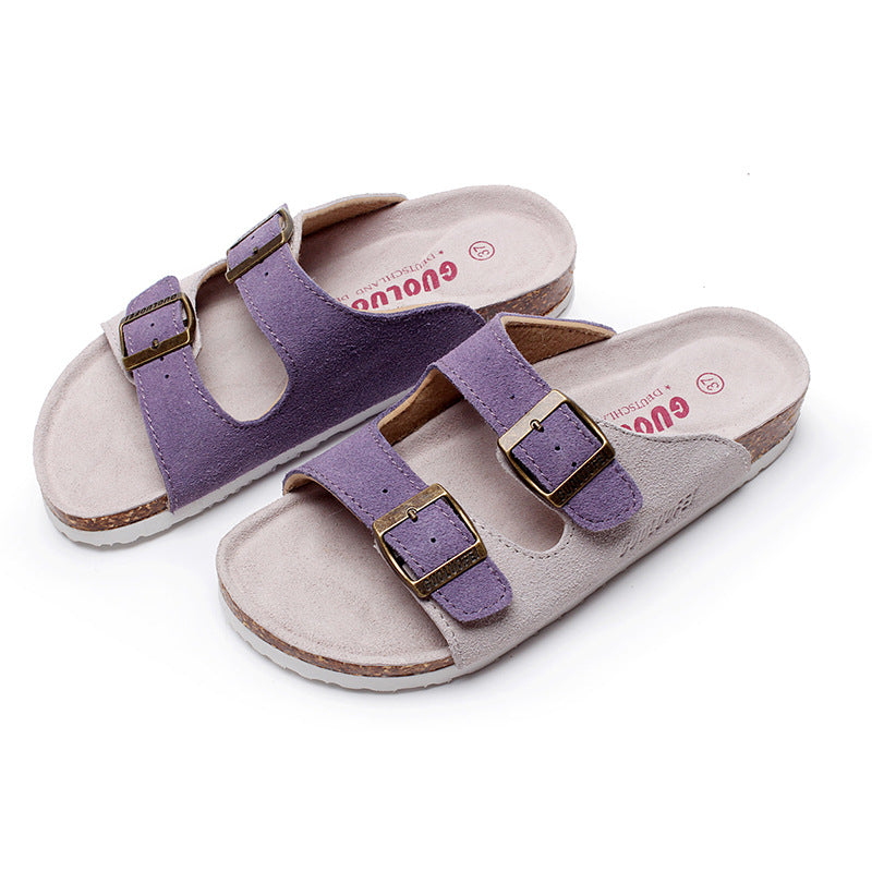 Cork female slippers  fashion wild new non-slip outer wear couple flop vacation beach male's shoes