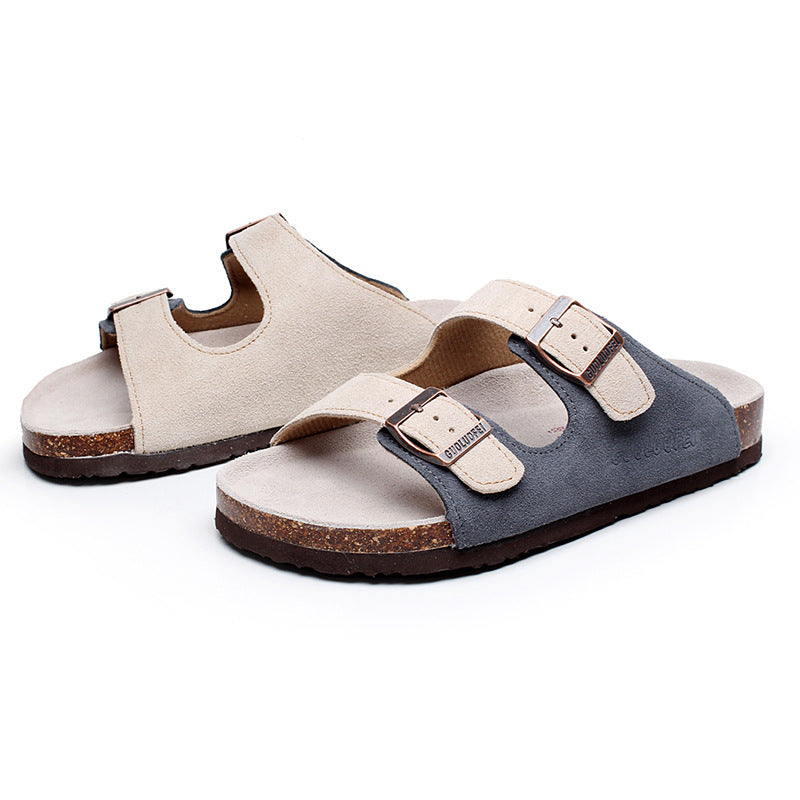 Cork female slippers  fashion wild new non-slip outer wear couple flop vacation beach male's shoes