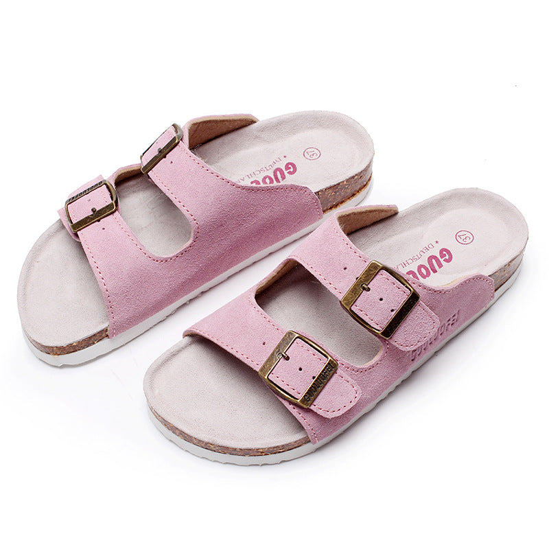 Cork female slippers  fashion wild new non-slip outer wear couple flop vacation beach male's shoes