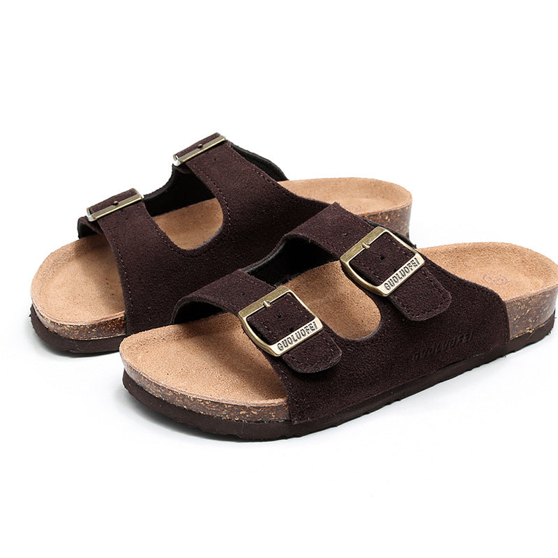 Cork female slippers  fashion wild new non-slip outer wear couple flop vacation beach male's shoes