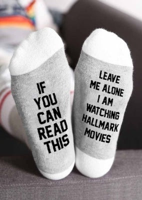 1Pair Hallmark Movies Soft Socks Christmas Letters Printed Women Winter Warm Socks