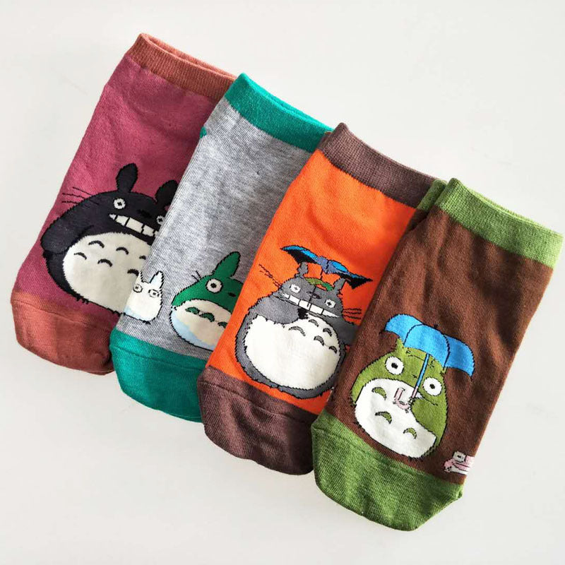 New women's cotton boat socks cartoon Totoro sports breathable sweat-absorbent cotton socks