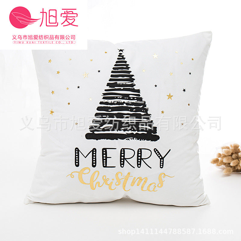 New Christmas pillowcases, six petals cream flower bronzing pillow, white pillow cushion cover