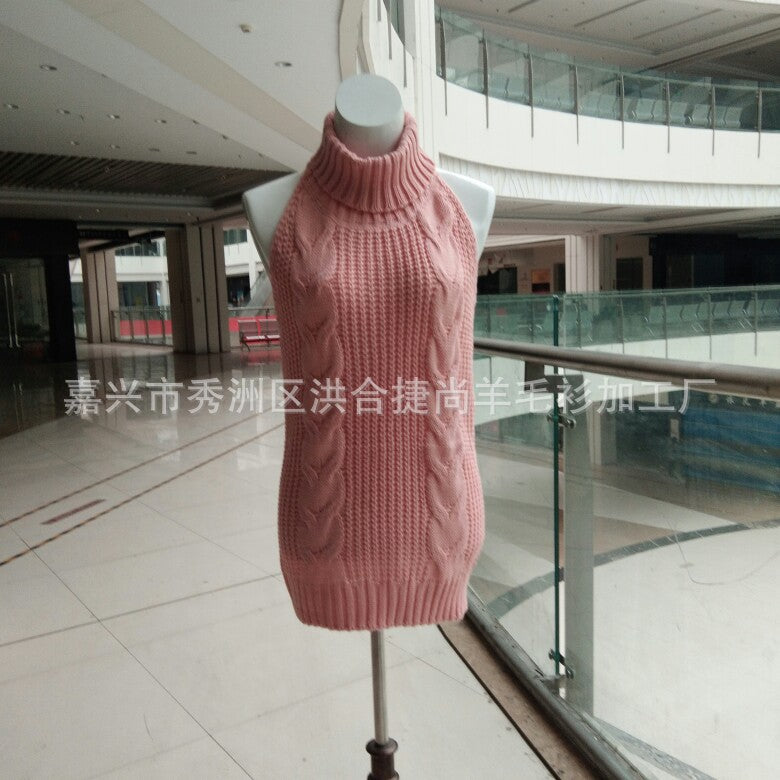 Sexy halter sexy sweater female high neck sleeveless knit pullover