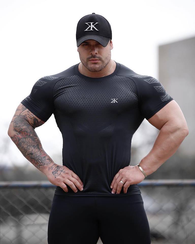 European and American muscle tights male brothers high-elastic training quick-drying short-sleeved fitness clothes