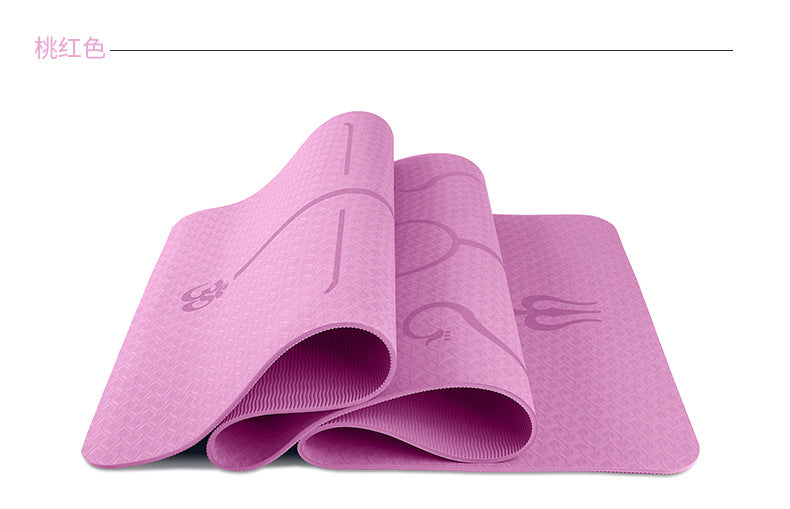 TPE double layer two-color yoga mat posture line thickened 8mm widened 61/80cm fitness anti-slip mat