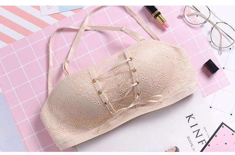 New product without steel ring lace cross beauty back bra wedding dress sexy gathered anti-vandalism tube top lingerie