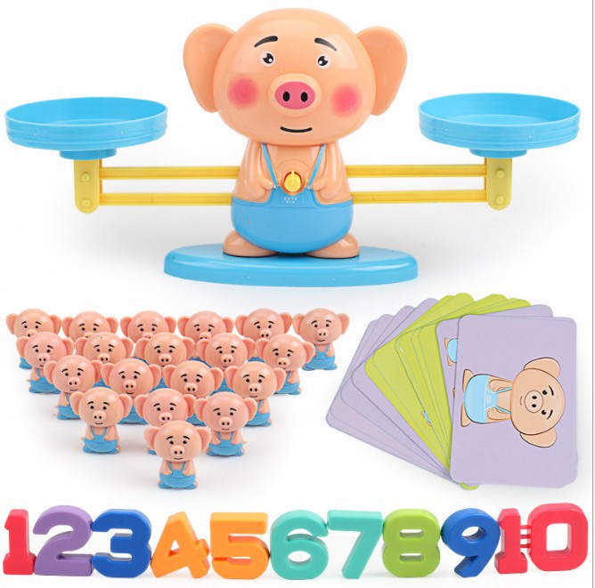 Douyin with the same net red sea grass pig puppy balance scale toy children's puzzle digital addition and subtraction weight math