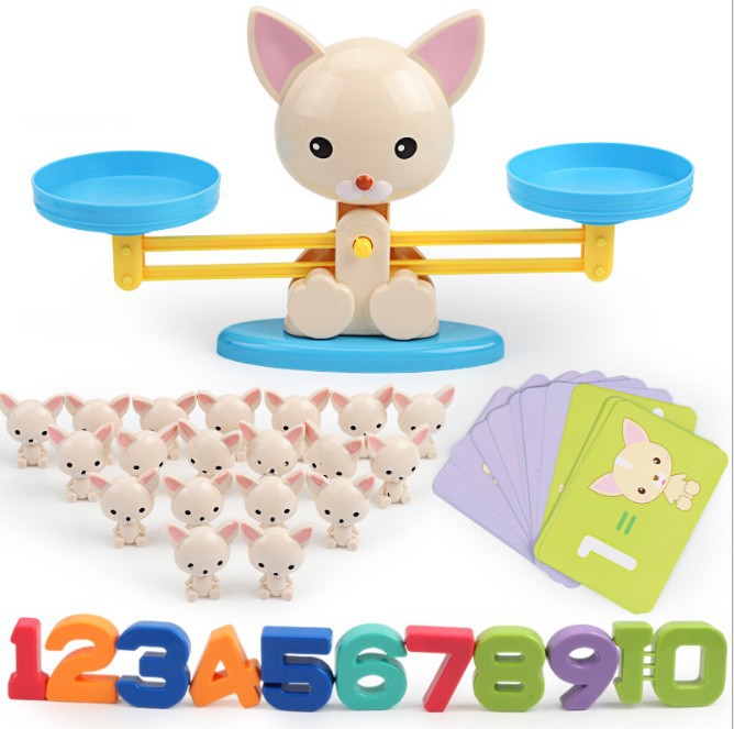 Douyin with the same net red sea grass pig puppy balance scale toy children's puzzle digital addition and subtraction weight math