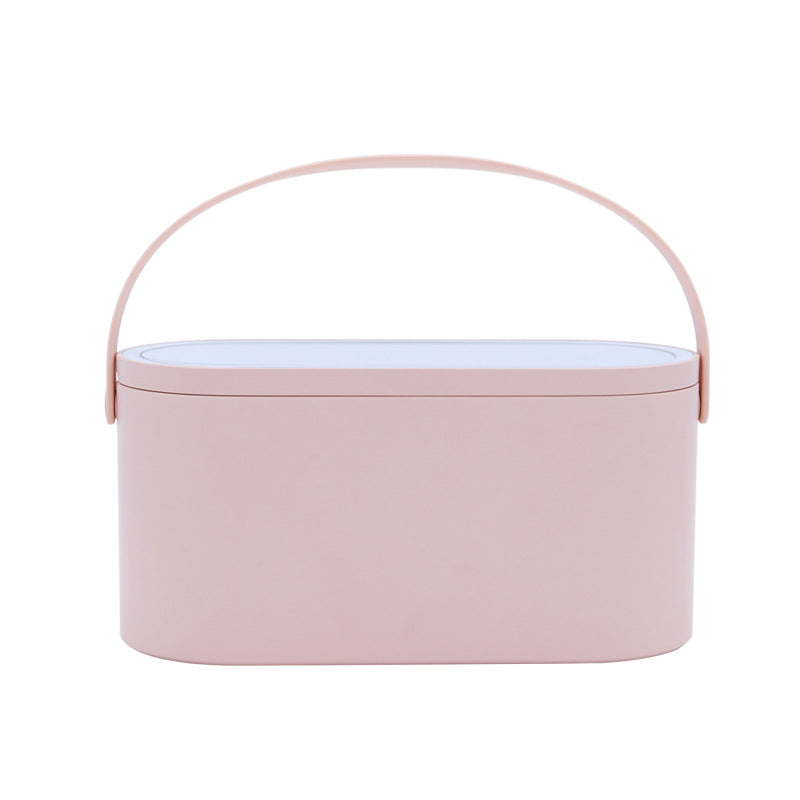 MUID portable cosmetic box with makeup mirror stands lamp travel makeup storage dressing table lipstick skin care products storage box