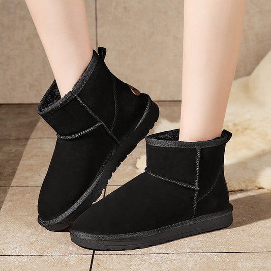 Cross-border snow boots new women's shoes cowhide plus velvet thick warm cotton shoes women cotton boots