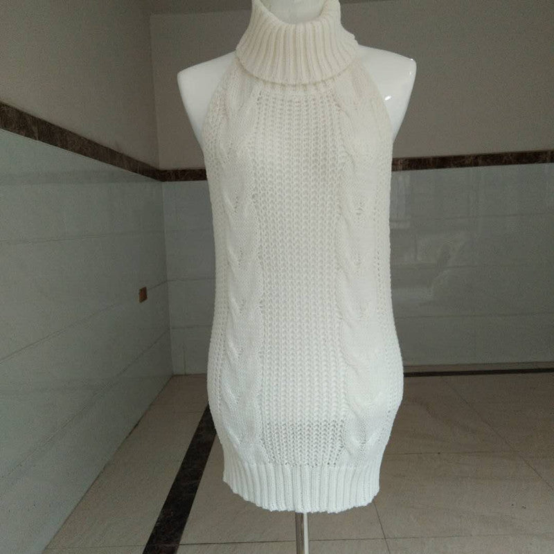 Sexy halter sexy sweater female high neck sleeveless knit pullover