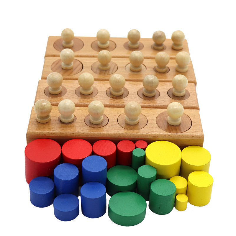 Kindergarten children?s early education enlightenment socket building blocks color corresponding stacked toys wooden educational teaching aids