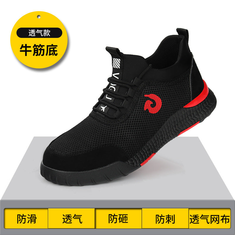 Labor insurance shoes men's anti-mite puncture wear summer breathable deodorant light safety wear-resistant tendon bottom old work shoes