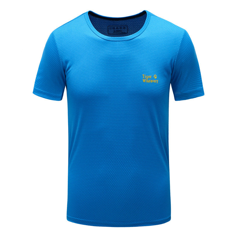 Summer quick-drying short-sleeved men's round neck t-shirt breathable sports running large size quick-drying fitness clothes