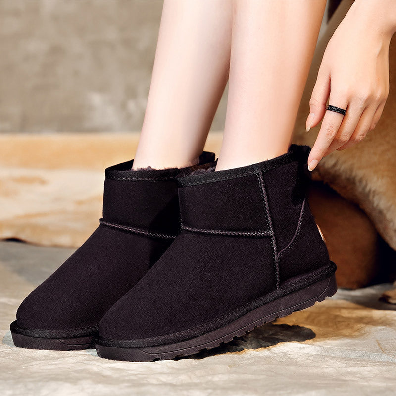 Cross-border snow boots new women's shoes cowhide plus velvet thick warm cotton shoes women cotton boots