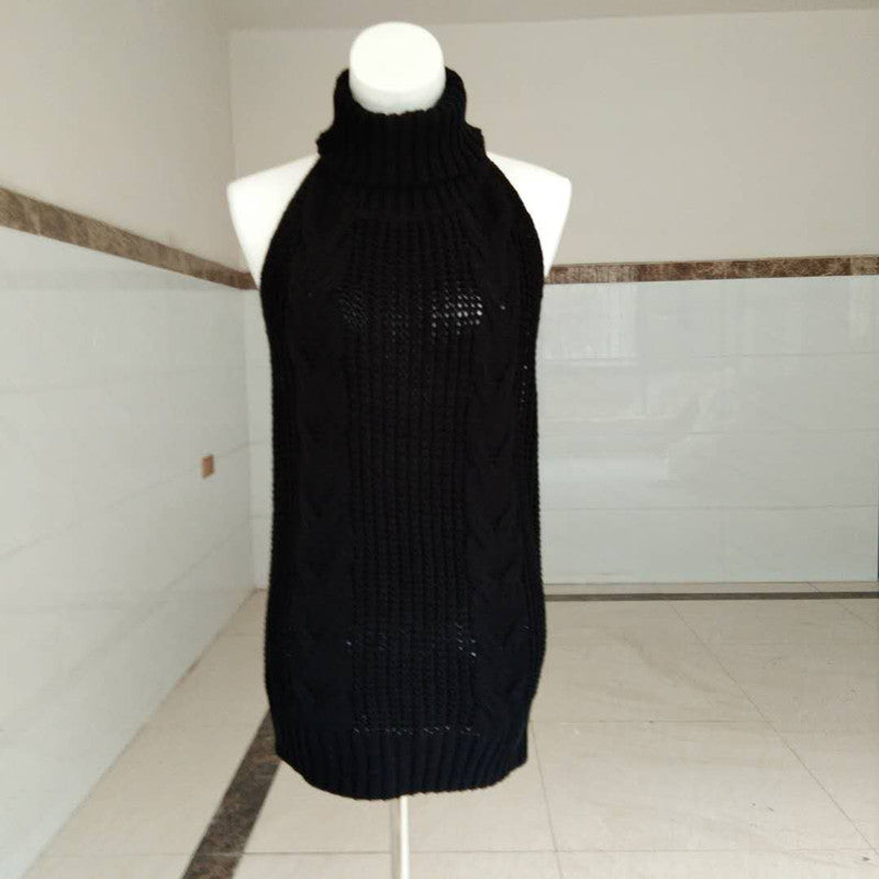 Sexy halter sexy sweater female high neck sleeveless knit pullover