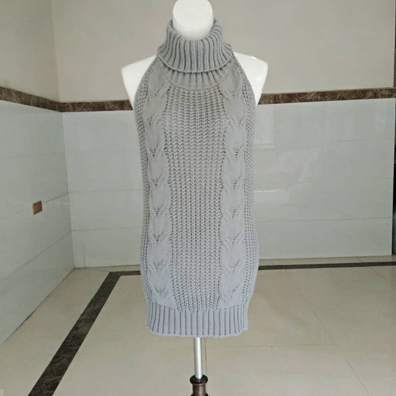 Sexy halter sexy sweater female high neck sleeveless knit pullover