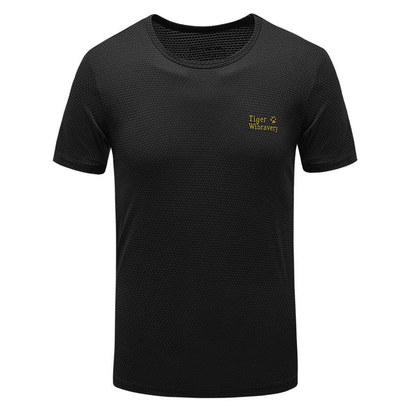 Summer quick-drying short-sleeved men's round neck t-shirt breathable sports running large size quick-drying fitness clothes